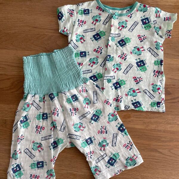 中古品 夏用 パジャマ 90 腹巻き付パンツ 上下セット 半袖パジャマ