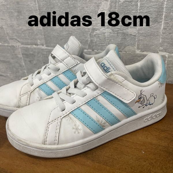 中古品 adidas アディダス スニーカー 18cm アナ雪 アナと雪の女王 オラフ コラボ ローカット