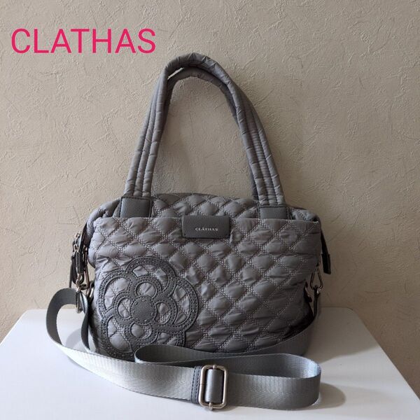 CLATHAS クレイサスバッグ2WAYバッグハンドバッグ・ショルダーバッグ グレー USED品