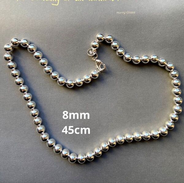 シルバー SV925 ボールチェーン ネックレス 8mm 45cm