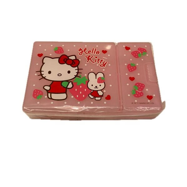 HELLO KITTY 仕切りケース サンリオ 2011 いちご柄 うさぎさん お道具箱 文房具ボックス 収納 小物入れ く