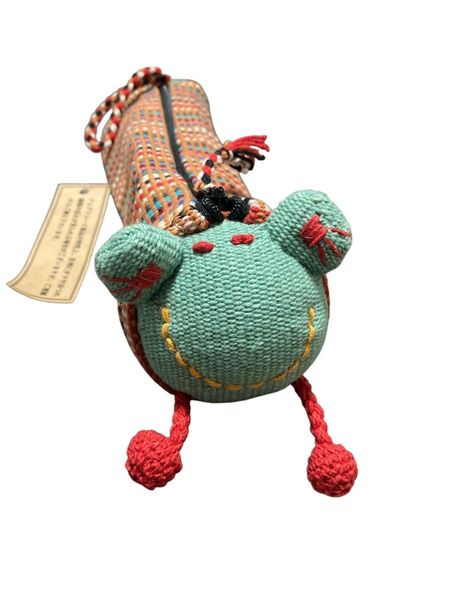 ハンドメイド ペンケース グリーン カラフル かえる フェアトレード
