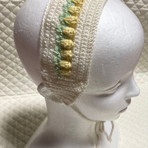 ヘアバンド バブーシュカ ヘッドドレス 手編み チューリップヘアバンド