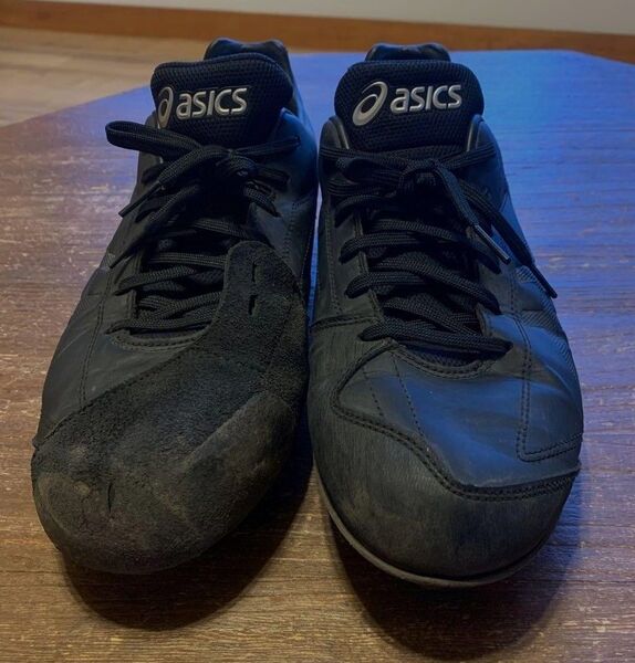 アシックス P革付き 26.5センチ 野球 スパイクシューズ P皮付き 26.5cm 黒色 ASICS スパイク