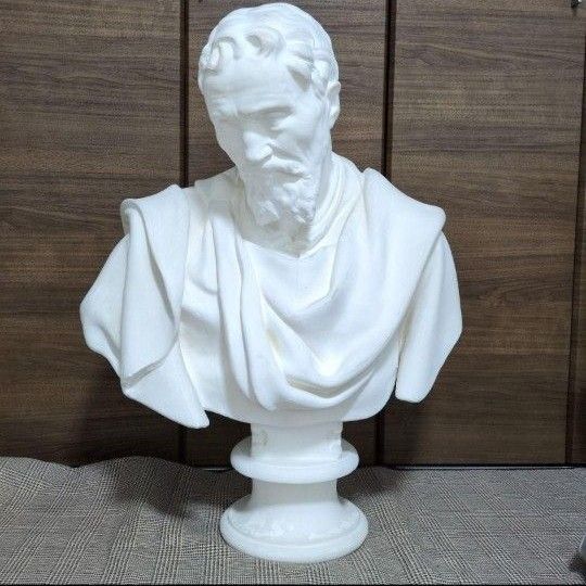 美品 ミケランジェロ 胸像 石膏像 デッサン 芸術 美術 画家 彫刻 教材 インテリア 置物 アンティーク オブジェ