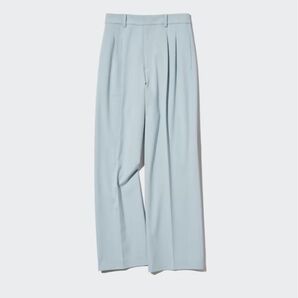 美品 ユニクロ タックワイドパンツ ツータック ブルー XLサイズ