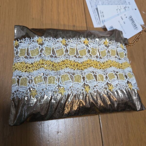 ◎新品タグ付き◎近沢レース ビール エコバッグ ゴールド
