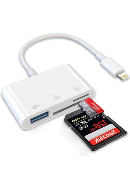 iPhone SDカードリーダー 3 in 1 USB/SD/TF変換アダプタ 設定不要