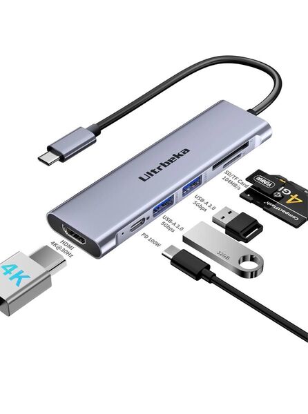 USB C ハブ 7in1 アダプタ|100W PD充電対応・4K HDMI・MicroSD/SDカードリーダー搭載|