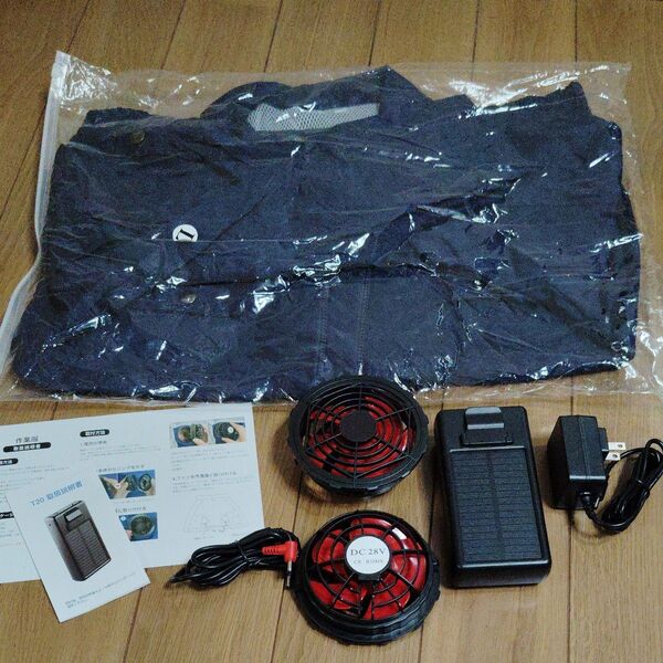 未使用 空調作業服長袖ファンバッテリーセット 30000mAh Lネイビー