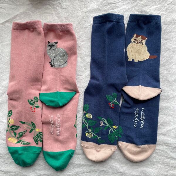 2足セット 松尾ミユキ 靴下 ソックス 猫
