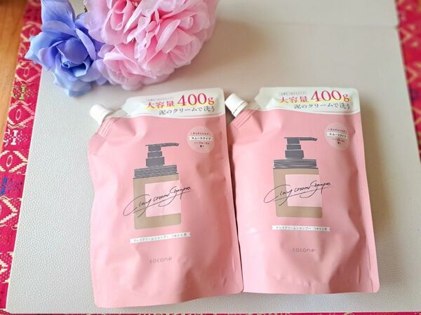 【新品】cocone クレイクリームシャンプー ☆ハーブローズの香り☆詰め替え用2点セット