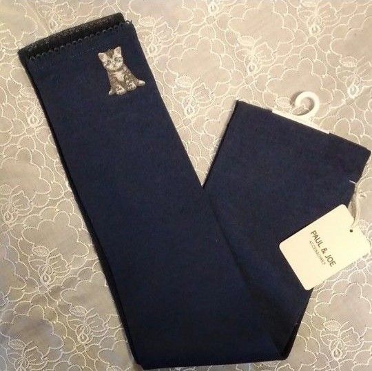 ★新品★ PAUL&JOE ポール&ジョー 日焼け防止 UV手袋 指先が出るタイプ ロング レディース 猫 ヌネット 薄いイエロー