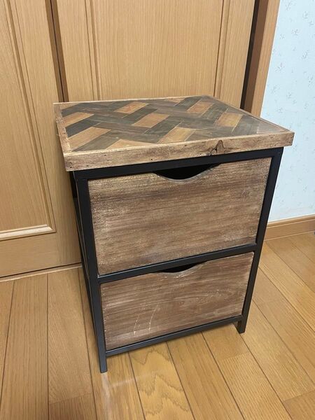 収納 収納棚 オシャレ 2段 木製 ミニチェスト 小物入れ
