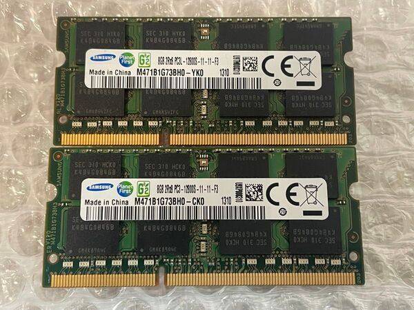 SAMSUNG PC3L-12800 DDR3L-1600 16GB 8GB×2 SO-DIMM BIOS確認済
