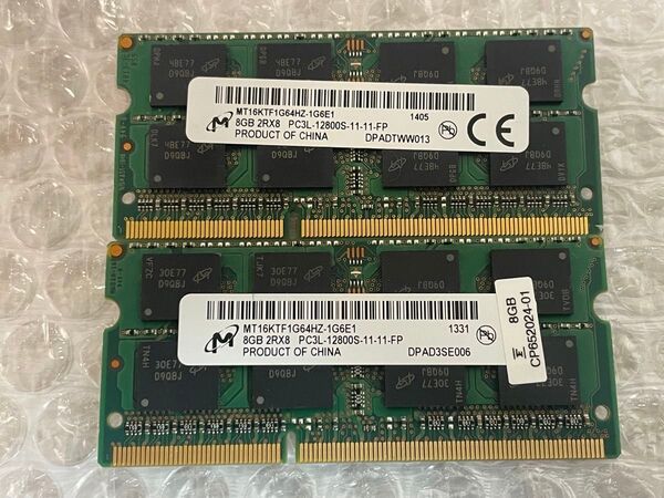 micron PC3L-12800 DDR3L-1600 16GB 8GB×2 SO-DIMM BIOS確認済