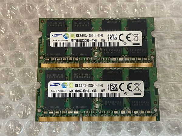 SAMSUNG PC3L-12800 DDR3L-1600 16GB 8GB×2 SO-DIMM BIOS確認済