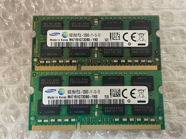 SAMSUNG PC3L-12800 DDR3L-1600 16GB 8GB×2 SO-DIMM BIOS確認済