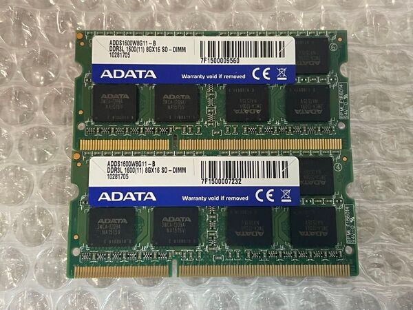ADATA PC3L-12800 DDR3L-1600 16GB 8GB×2 SO-DIMM BIOS確認済