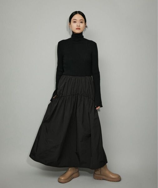 【美品】ADAM ET ROPE' FEMME ニットコンビギャザードレス