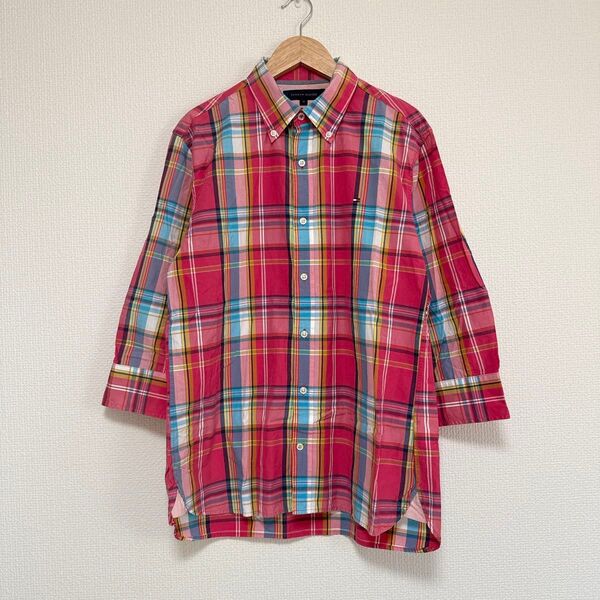 【美品】TOMMY HILFIGER チェックシャツ 七分袖 M