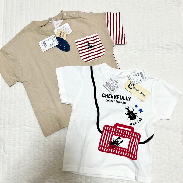 【新品】ベビー服 トップス Tシャツ 半袖 80 カブトムシ ボーダー ヨット 綿100
