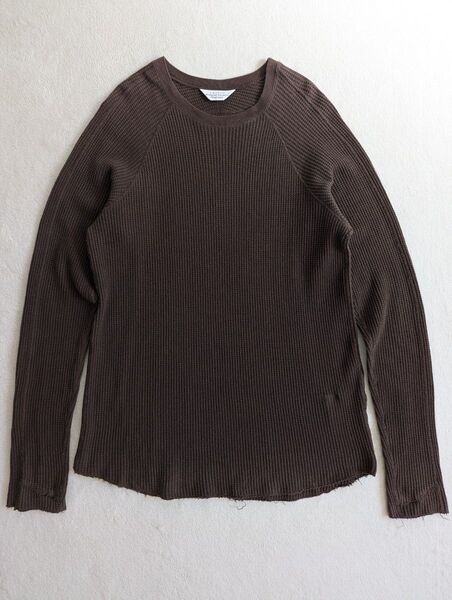 UNUSED アンユーズド ワッフルロングスリーブTシャツ サーマルカットソー size3/ブラウン系/サムホール/カットオフ