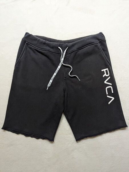 RVCA ルーカ スウェットショートパンツ Mサイズ/ブラック/ロゴプリント/ カットオフ