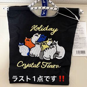 【新品未使用】刺繍 ミニショルダーバッグ 猫柄 ブラックSサイズ 可愛い♪