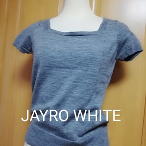 ☆タイムセール☆JAYRO WHITE ジャイロ ホワイト グレー 半袖ニット タイト ウール 無地 レディス サイズ2 Mサイズ