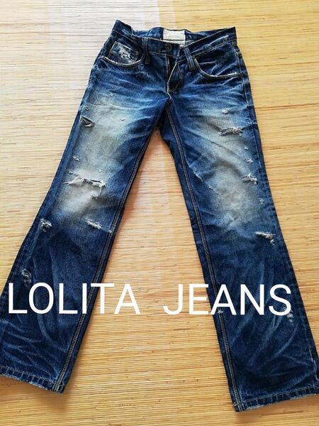 ロリータ LOLITA メンズ ダメージジーンズ ジーパン Gパン デニムパンツ ボトムス ヴィンテージ風 Sサイズ