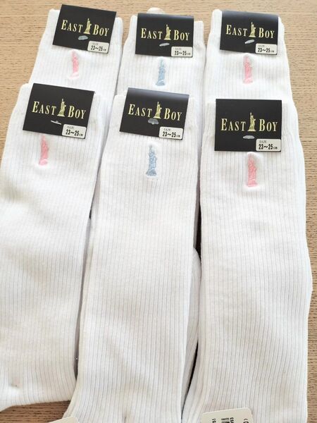 【23-25㌢】6足セット EAST BOY スクールハイソックス靴下 イーストボーイ 刺繍 大量