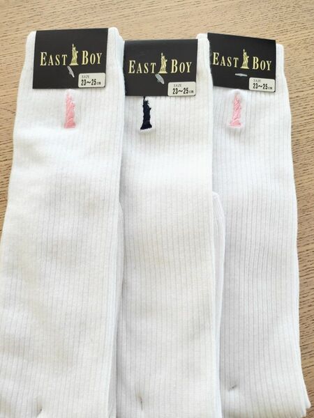 【23-25㌢】3足セット EAST BOY スクールハイソックス靴下 イーストボーイ 刺繍 大量