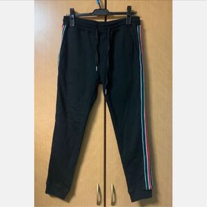 Y①・黒のジャージパンツ サイドライン入り ブラック L