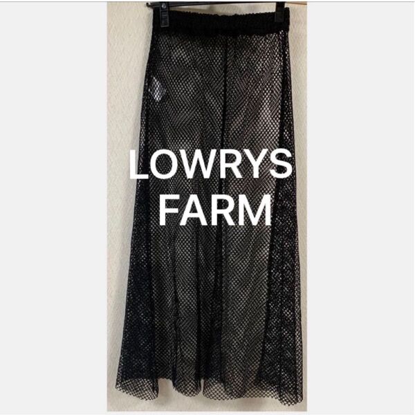 Yフ・LOWRYS FARM メッシュフレアスカート ブラック スカート