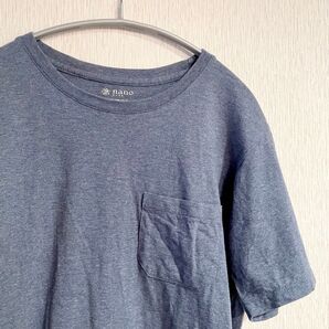 ナノユニバース 半袖 Tシャツ ブルー 青 メンズ Mサイズ