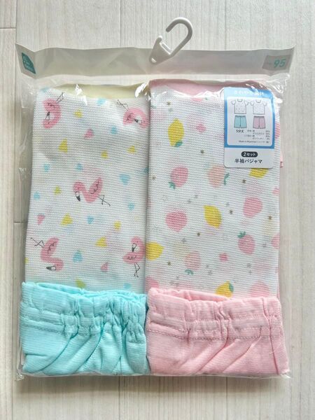 新品 西松屋 パジャマ さわやか素材 半袖 5分丈 2セット 女の子 95