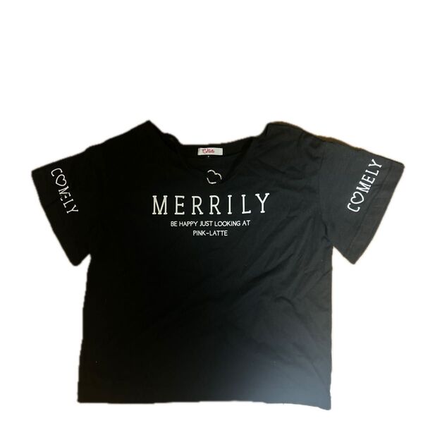 ブラック 半袖 Tシャツ 半袖Tシャツ ピンクラテ S