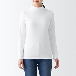 無印良品 ストレッチ フライス編み ハイネック 長袖Tシャツ XSサイズ 白