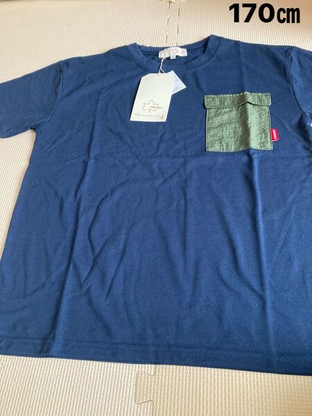 新品 logosdays 170㎝ 半袖Tシャツ 男子 ボーイズ 男の子 胸ポケット バッグプリント ネイビー 半袖 Tシャツ