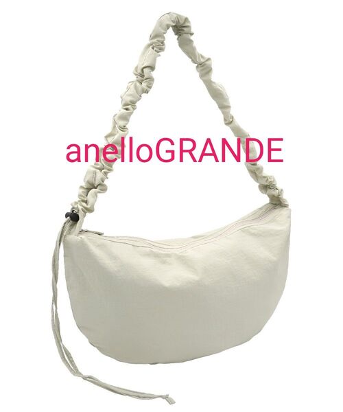【anello GRANDE】FULILY 撥水軽量シャーリングショルダーバッグ アイボリー アネログランデ