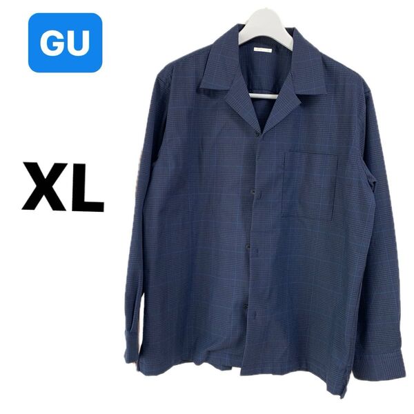 GU ジーユー XL ジャケット 長袖 アウター 春夏 ネイビー 替えボタンあり シャツ メンズ 紳士服