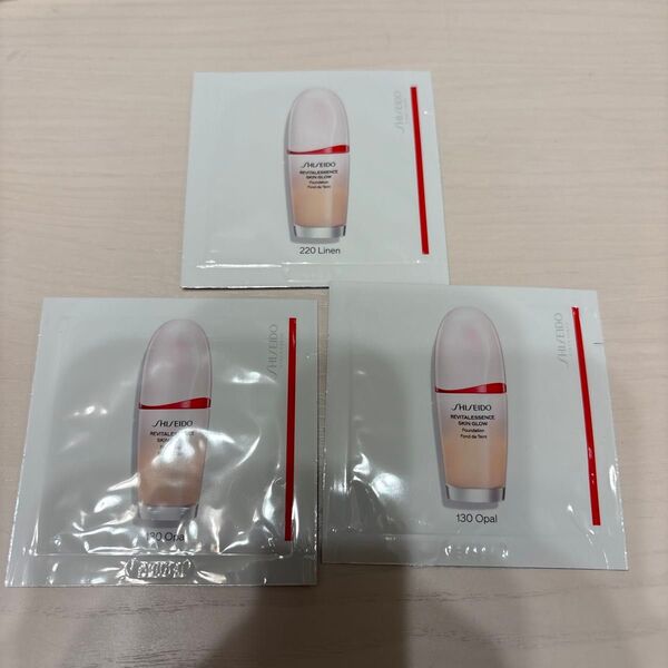 資生堂 エッセンススキングロウファンデーション 220 Linen 1包 & 130 Opal 2包