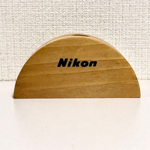 年代物 ヴィンテージ ニコン nikon オブジェ 木製 ロゴ スタンド 非売品 当時物 グッズ 雑貨 置き物 飾り インテリア