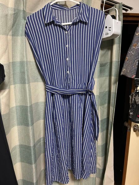 ワンピース ストライプ シャツワンピース
