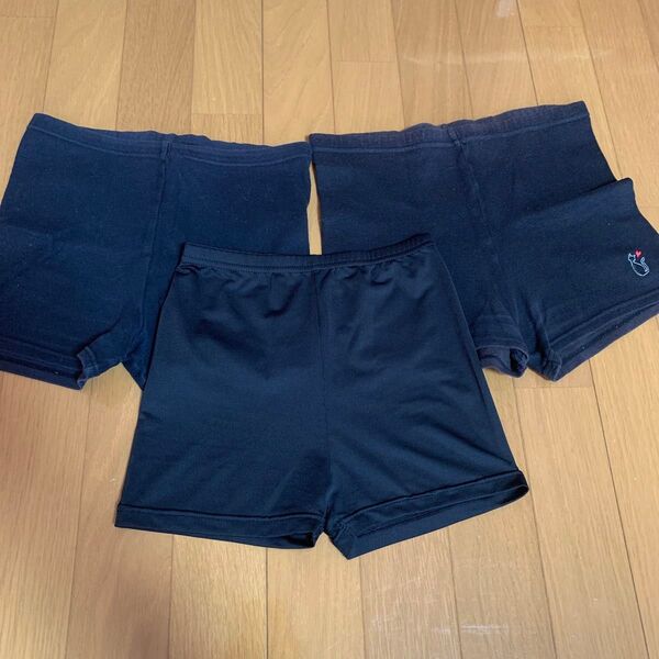 カバーパンツ アンダーパンツ スパッツ 3枚セット 黒 150〜160