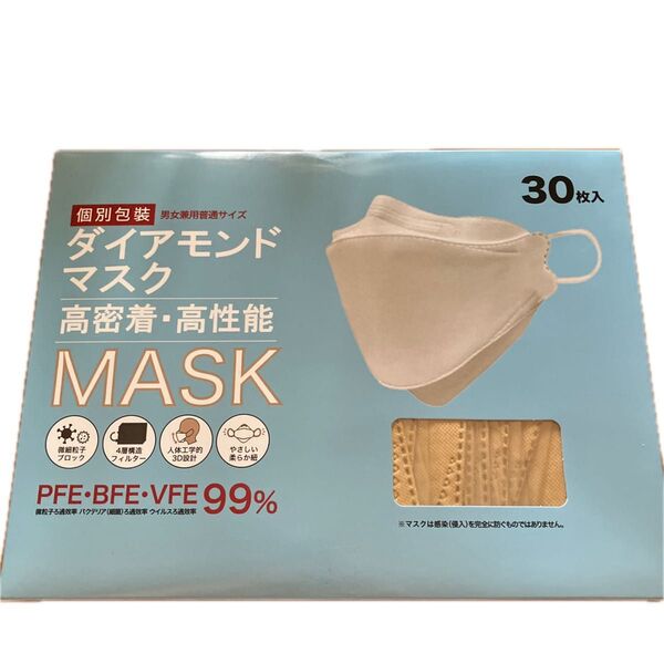 立体カラーマスク 1箱 キャメル色 個包装不織布マスク 男女兼用 普通サイズ