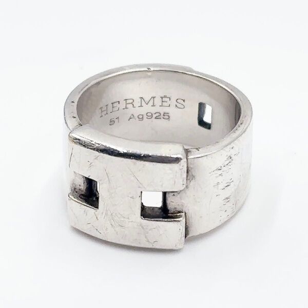 希少品 HERMES エルメス ニューヘラクレス Hロゴ シルバー925 51 リング 指輪