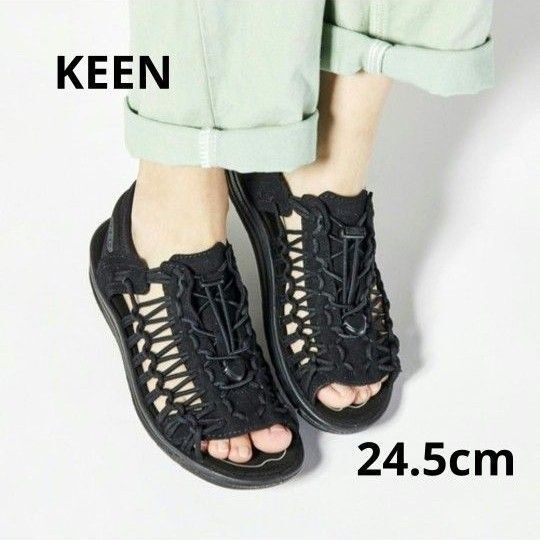【KEEN UNEEK II OT】 新品同様 ユニーク サンダル ブラック オープントゥ レディース スポーツサンダル