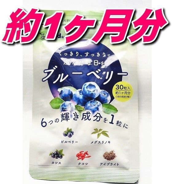 目に良い栄養素ブルーベリー 約1ヶ月分30粒サプリメント シードコムス 推しクーポンでお得